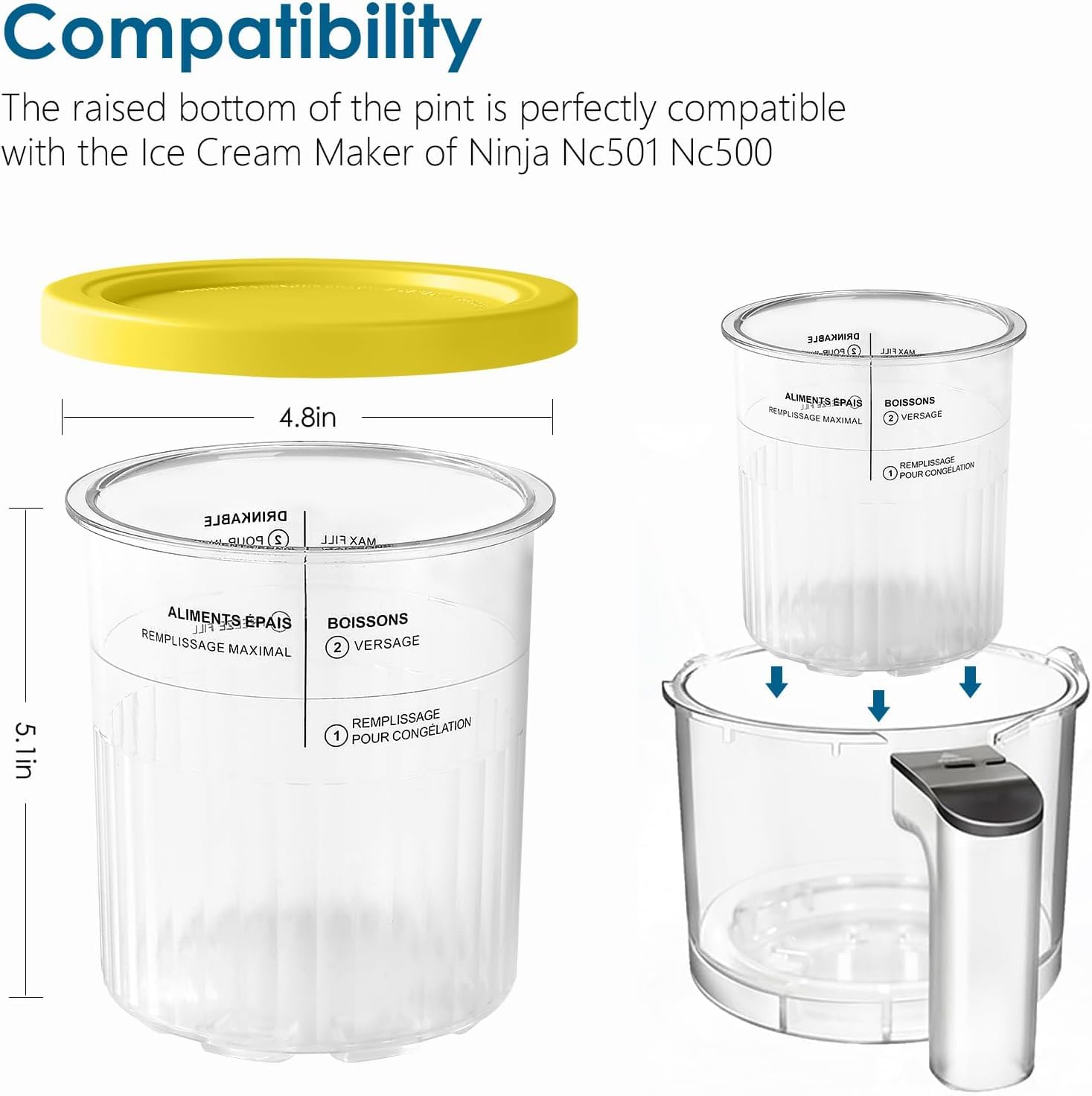 246 Pintas Y Tapas De Crema, Para Ninja Creami Deluxe, Recipientes De Helado De 16 Onzas De Pinta Reutilizables A Prueba De Hojas Compatibles Con
