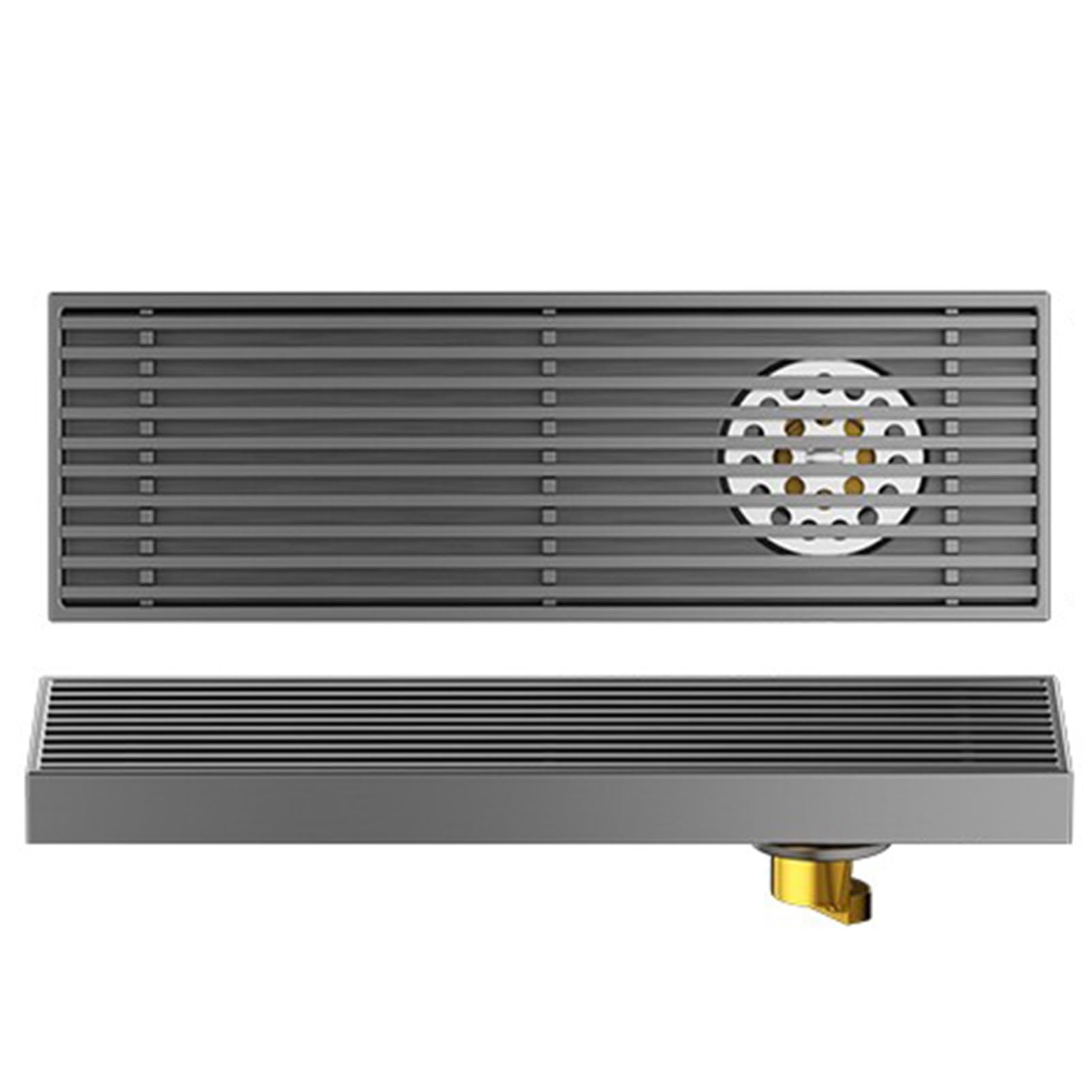 KLGFBDC Linear Shower Drain with Hair Strainer, Floor Drain for Kitchen Bathroom Garage, Rectangular Drainage Channel