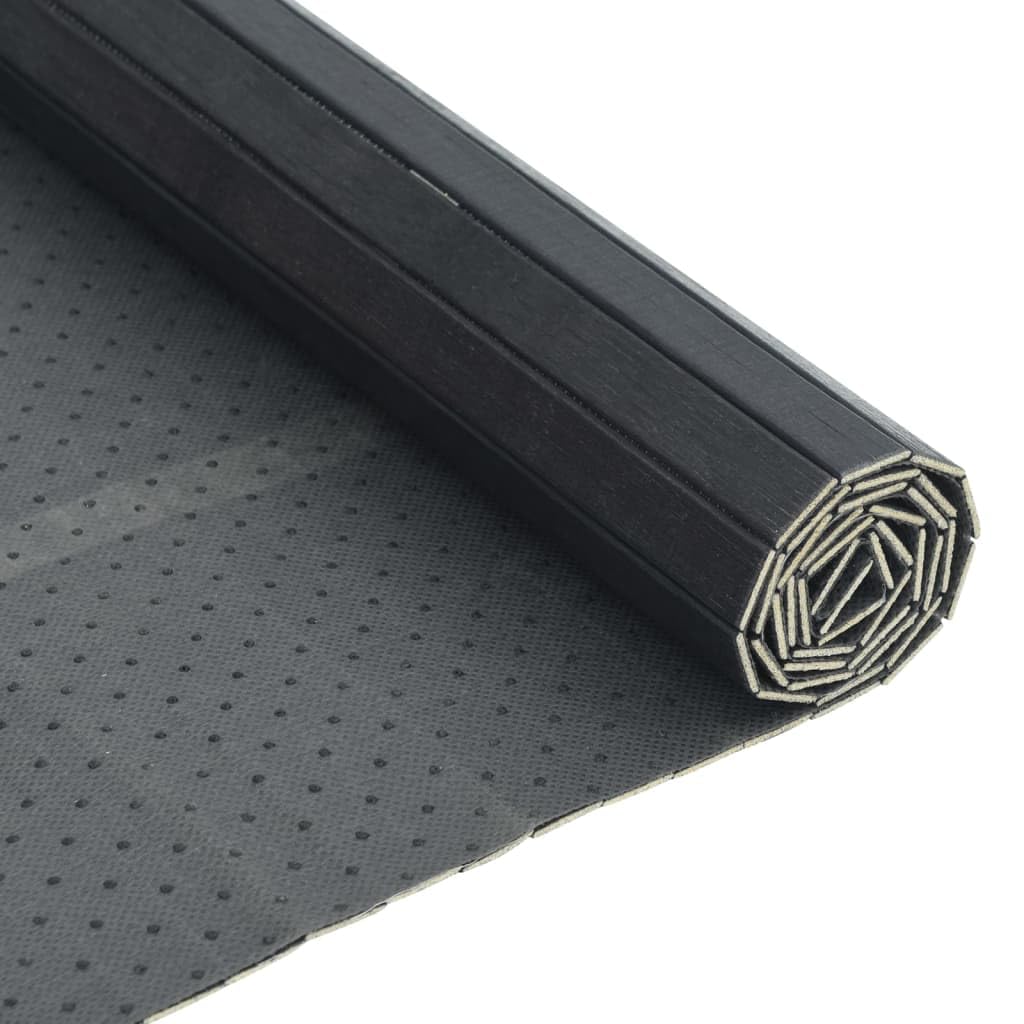Alfombra rectangular gris 70 x 500 cm de bambú - Alfombra de bambú antideslizante - Alfombra de bambú para cocina y baño