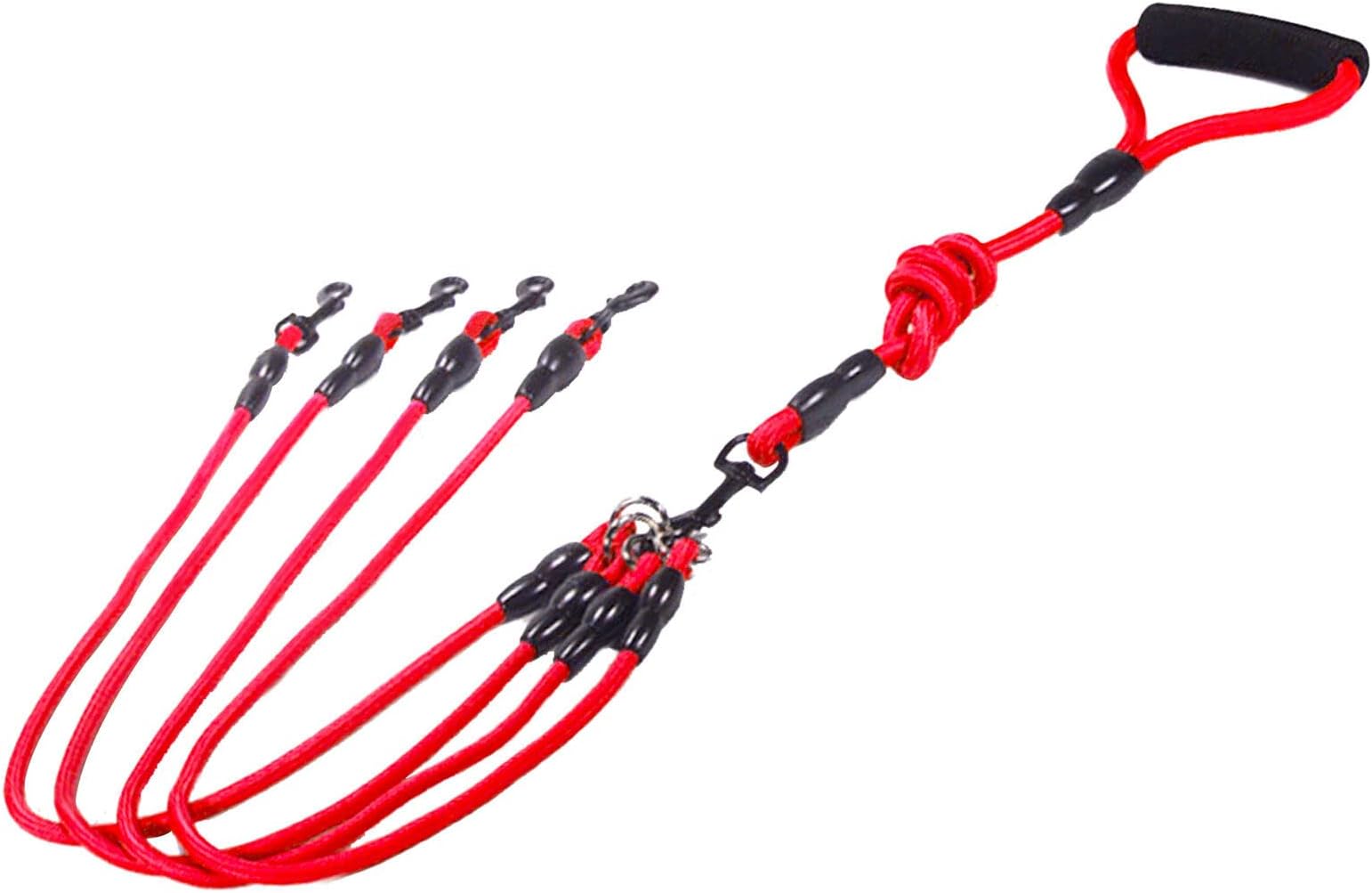 Petyoung 2/3/4 Way Pet Walking Couplers Lead Nylon Braided Rope No Tangle Dog Walking Tracks for 2/3/4 Dogs
