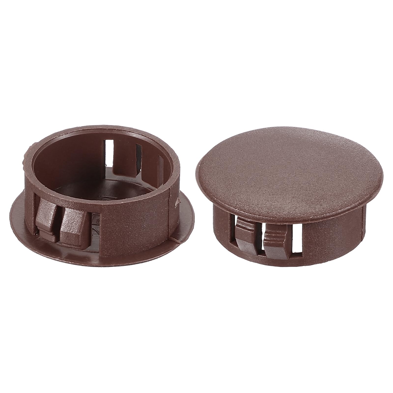 PATIKIL 20Pcs 1" Hole Plugs, 1"/25mm Plastic Hole Plugs, 20Pcs Flush Type Round Hole Plugs Cover Snap in Locking Hole Tube for Table Kitchen Cabinet Furniture, Dark Brown