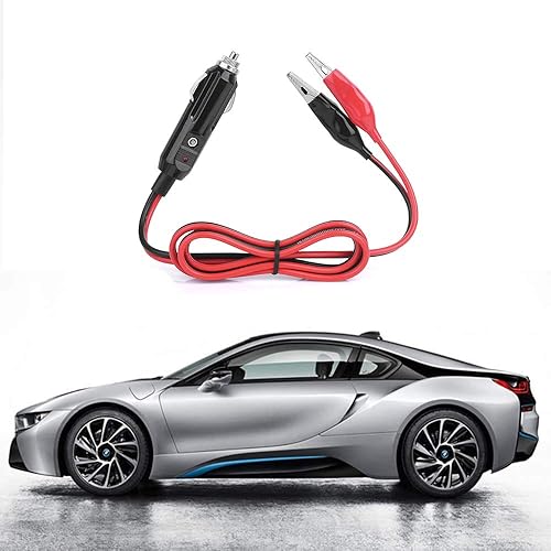 Miniatura 2 de Jtron Cable de extensión de enchufe para encendedor de cigarrillos, cable de enchufe macho con clip de cocodrilo pequeño núcleo de alambre de cobre