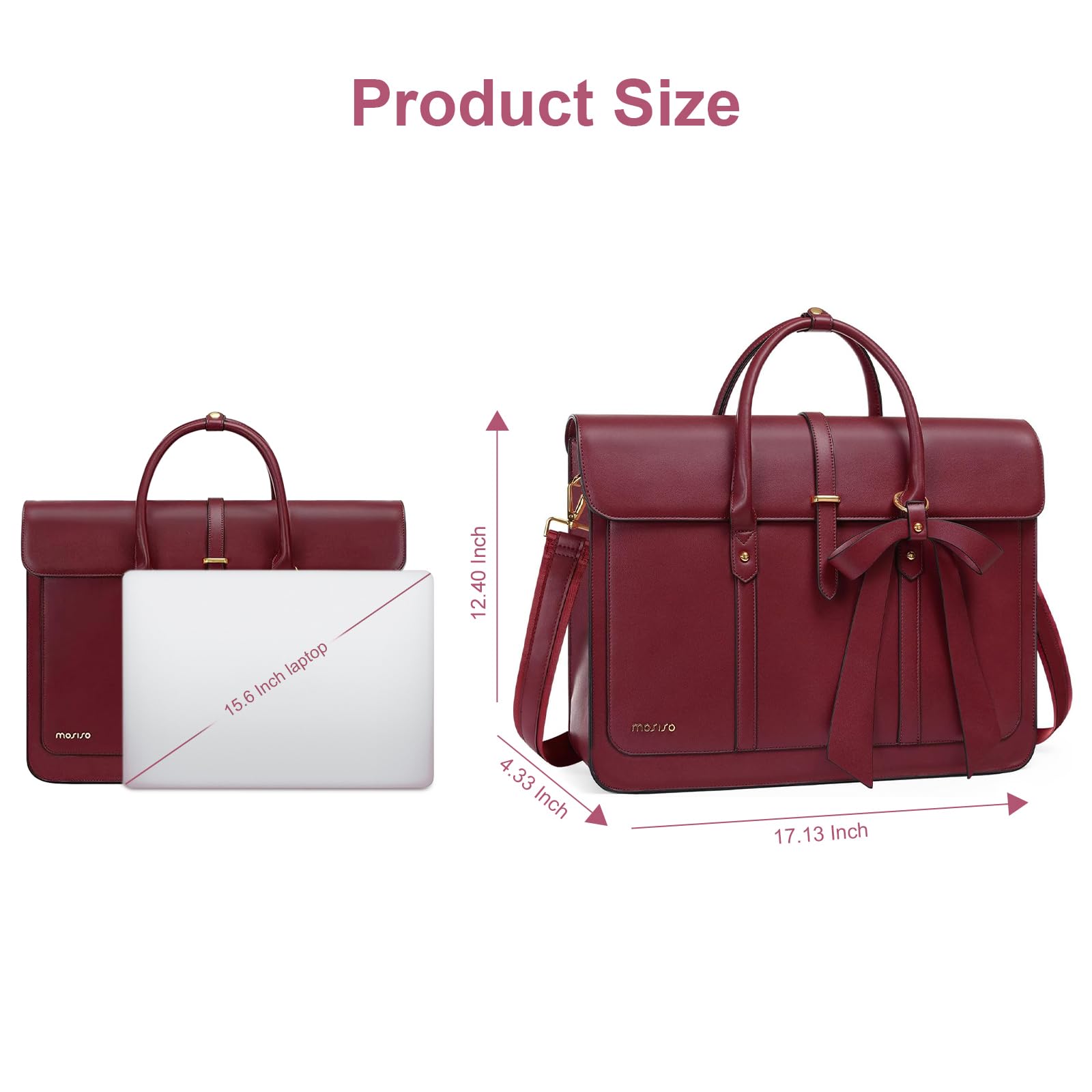 MOSISO Cover Compatibile con MacBook Air 15 Custodia M4 M3 M2 2025-2023 | A3241 A3114 A2941,Case&Lavoro Viaggio Computer Custodia Nodo Fiocco&Copritastiera&Pellicola&Coaster,Cristallino e Vino Rosso