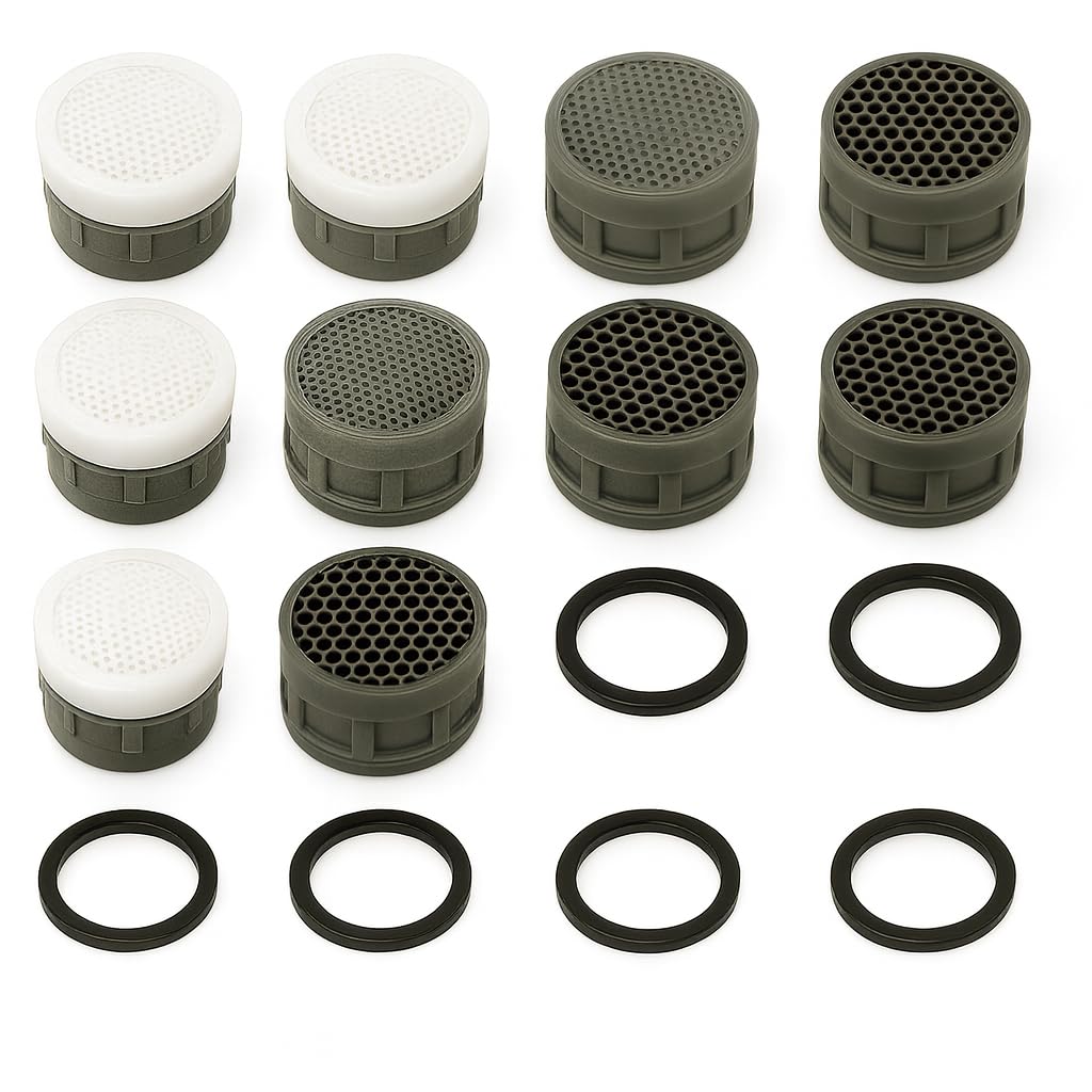 SBD 10Pcs 5-6 LPM Water Saving Foam Flow Aerator with HoneyComb Filter | Water Saving Aerator | Water saving Nozzle for kitchen taps - White (Pack of 10)
