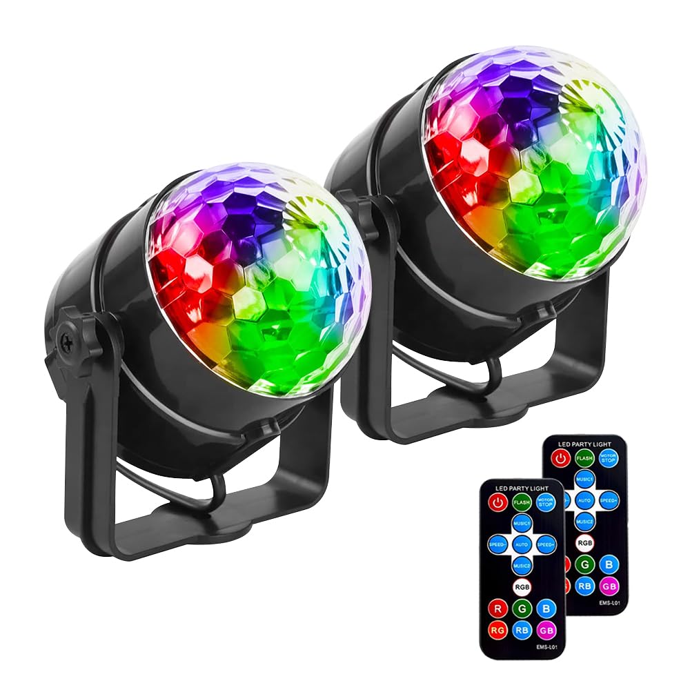 Kit de fête disco lumineux 2 pièces, boule disco avec télécommande, lumières stroboscopiques DJ, convient pour les guirlandes lumineuses de mariage, les décorations KTV/Halloween/Noël.