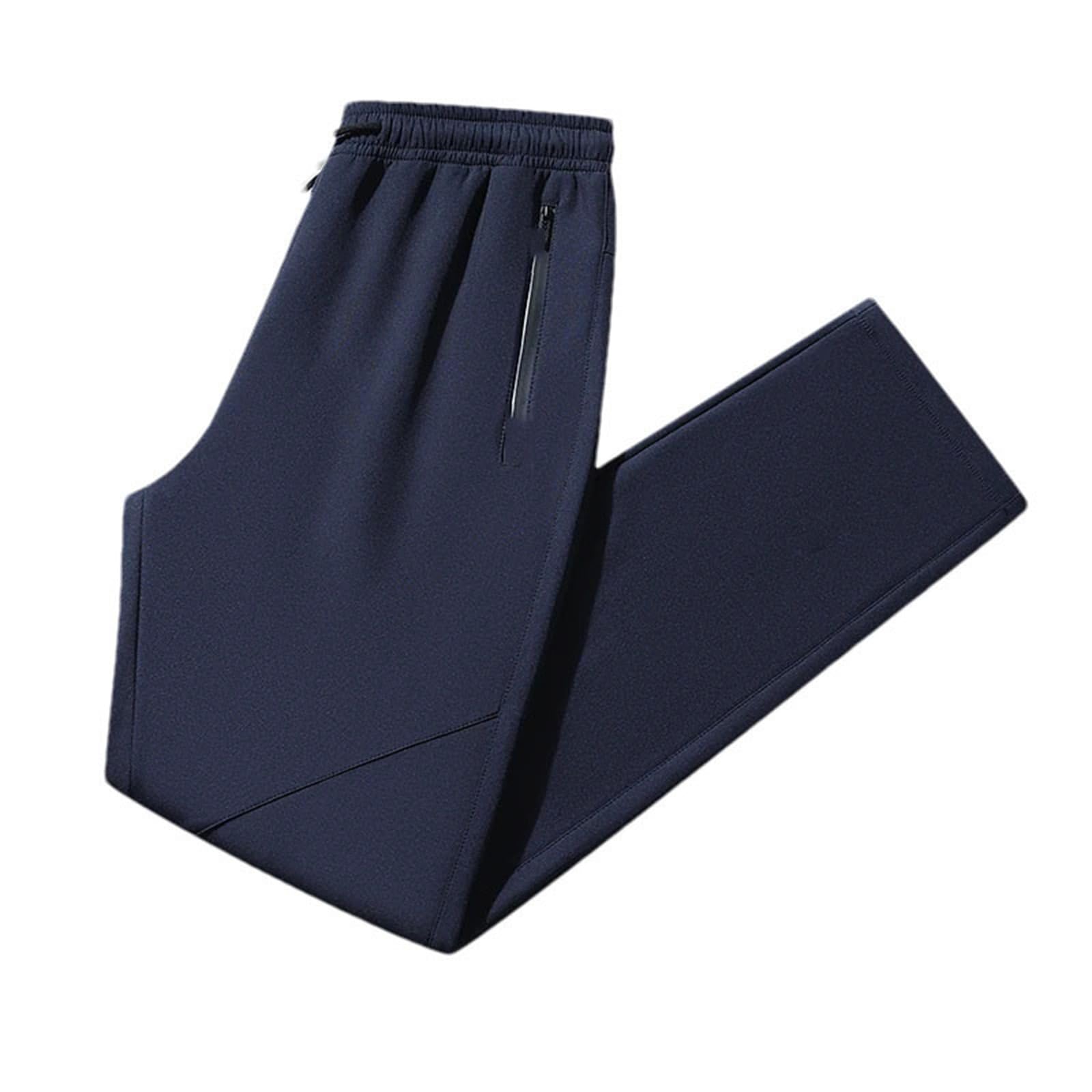 Men Winter Thicken Fleece Running Pant Drawstring Elastic Waist Sweatpants Cotton Warm Joggers Trousers