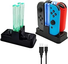 Charging Dock Compatible with Nintendo Switch for Joy Con & OLED Model Controller with Lamppost LED Indication, Charger Stand Station with Charging Cable