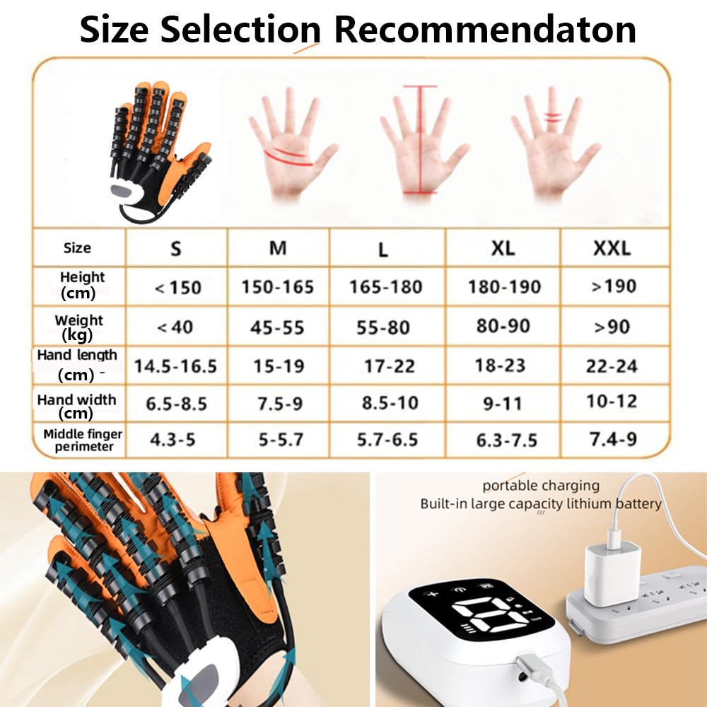 Guante RobóTico para RehabilitacióN De Accidentes Cerebrovasculares, Equipo De Terapia De Mano, 4 Modos, 9 Niveles De Fuerza. Guantes RobóTicos para Terapia De Mano para HemipléJicos Left-L