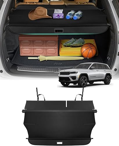 Powerty Cubierta de carga para Jeep Cherokee 2019-2023, cubierta retráctil para maletero de automóvil, pantalla de blindaje de maletero Cherokee,