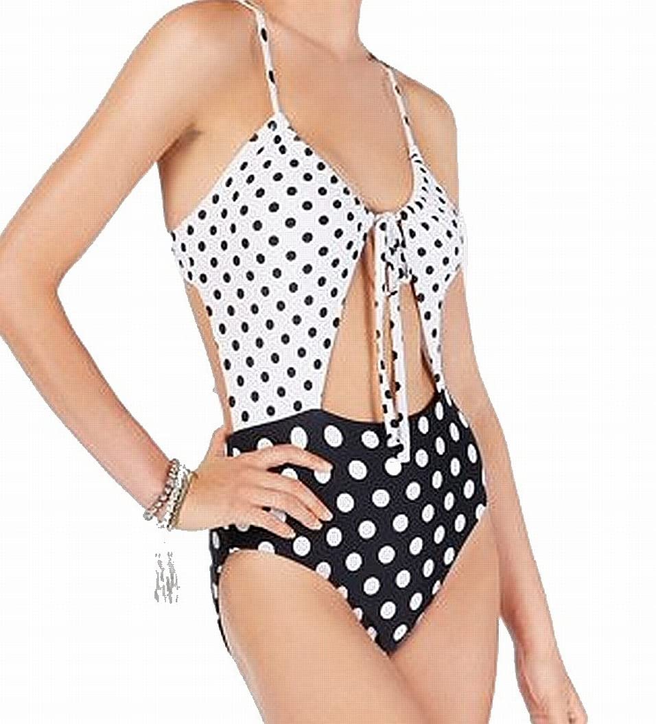 Women's Polka-Dotted Cutout One-Piece Swimsuit