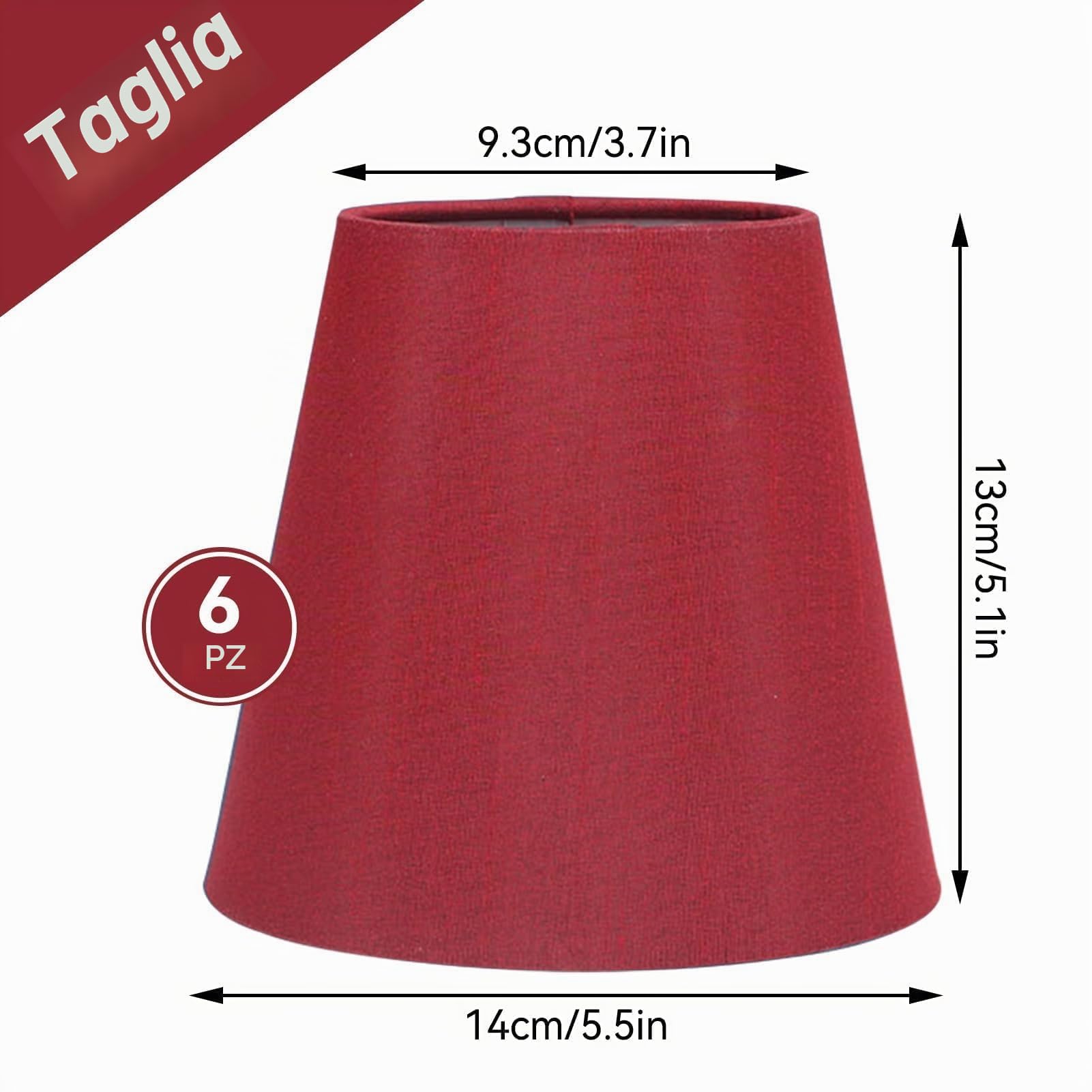 Cyrank Paralume lampadario in Tessuto E14, Set di 6 Paralume a Clip Moderno Paralume a Sospensione Paralume per lampade da Parete da Terra da Tavolo(Vino Rosso)