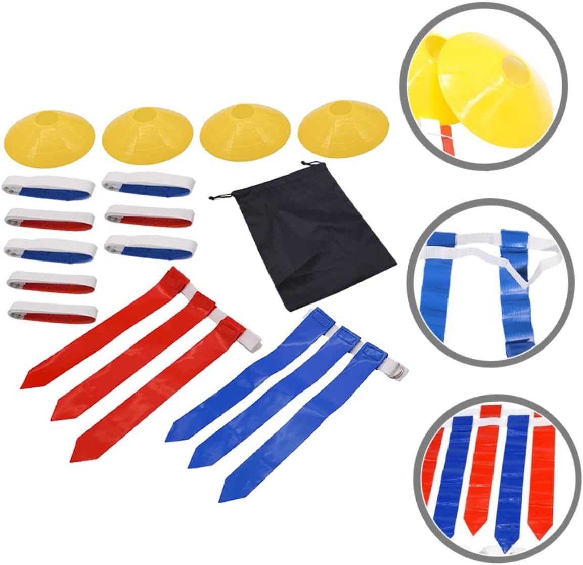 1Set Multi Use Football Waist Flag Set Football Belt with Belts Flags Markers and Drawstring Bag for Youth and Flag Football
