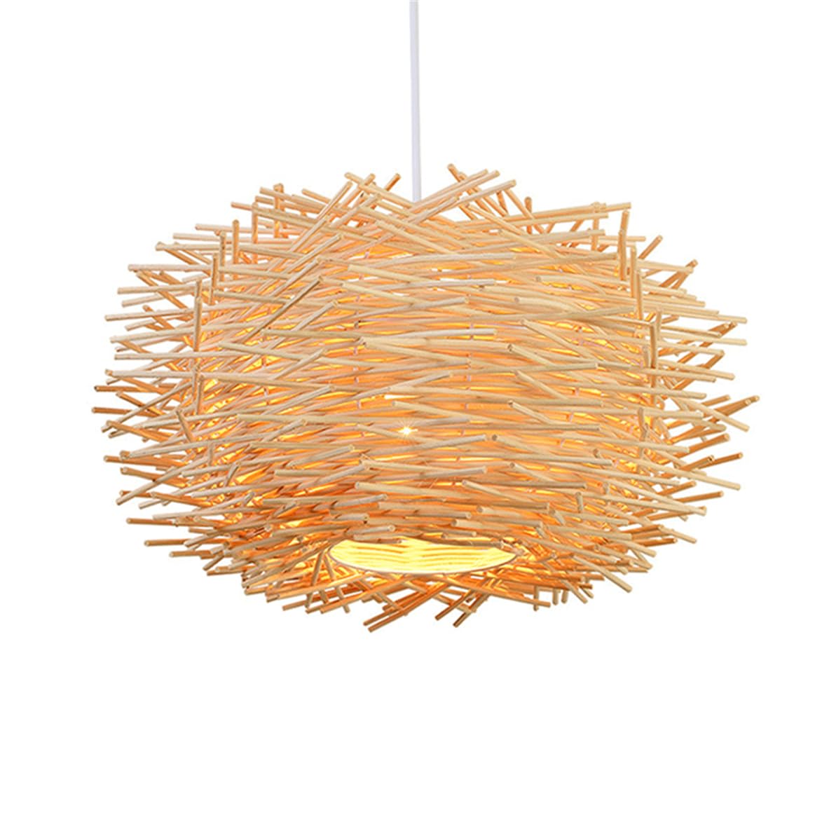 SHUANGZ Brown Rattan Basket Pendant Light Bird's Nest Shape Lamp Shade Boho Style Chandelier Restaurants Wabi-sabi Illumination Fixtures for Living Cafe Kitchen Island Office Coastal Ceiling Lamp