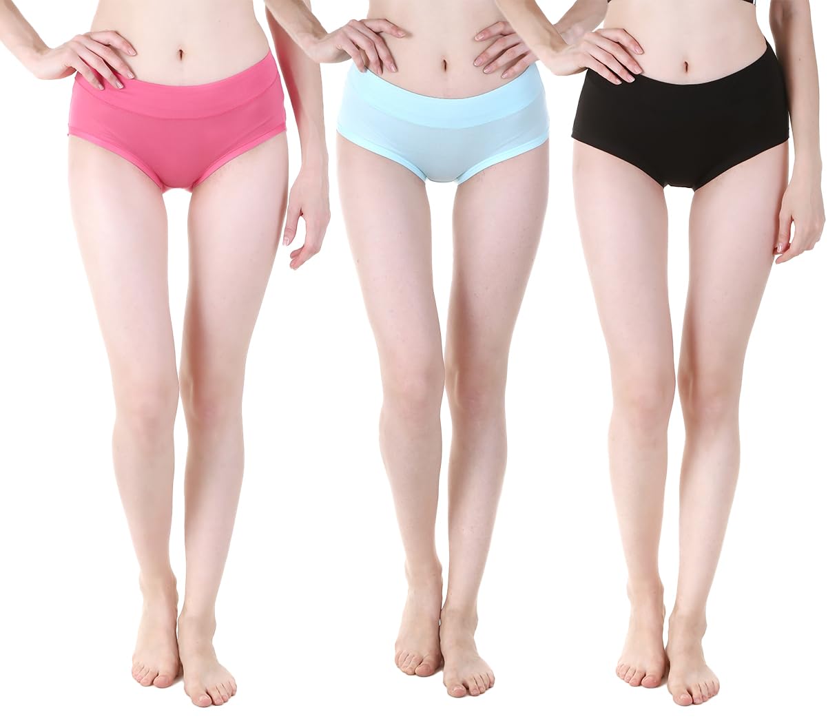 Women Underwear Invisible Seamless Bikini Underwear Half Back Coverage Panties XL Size Pack of 3 Multicolour-image-37