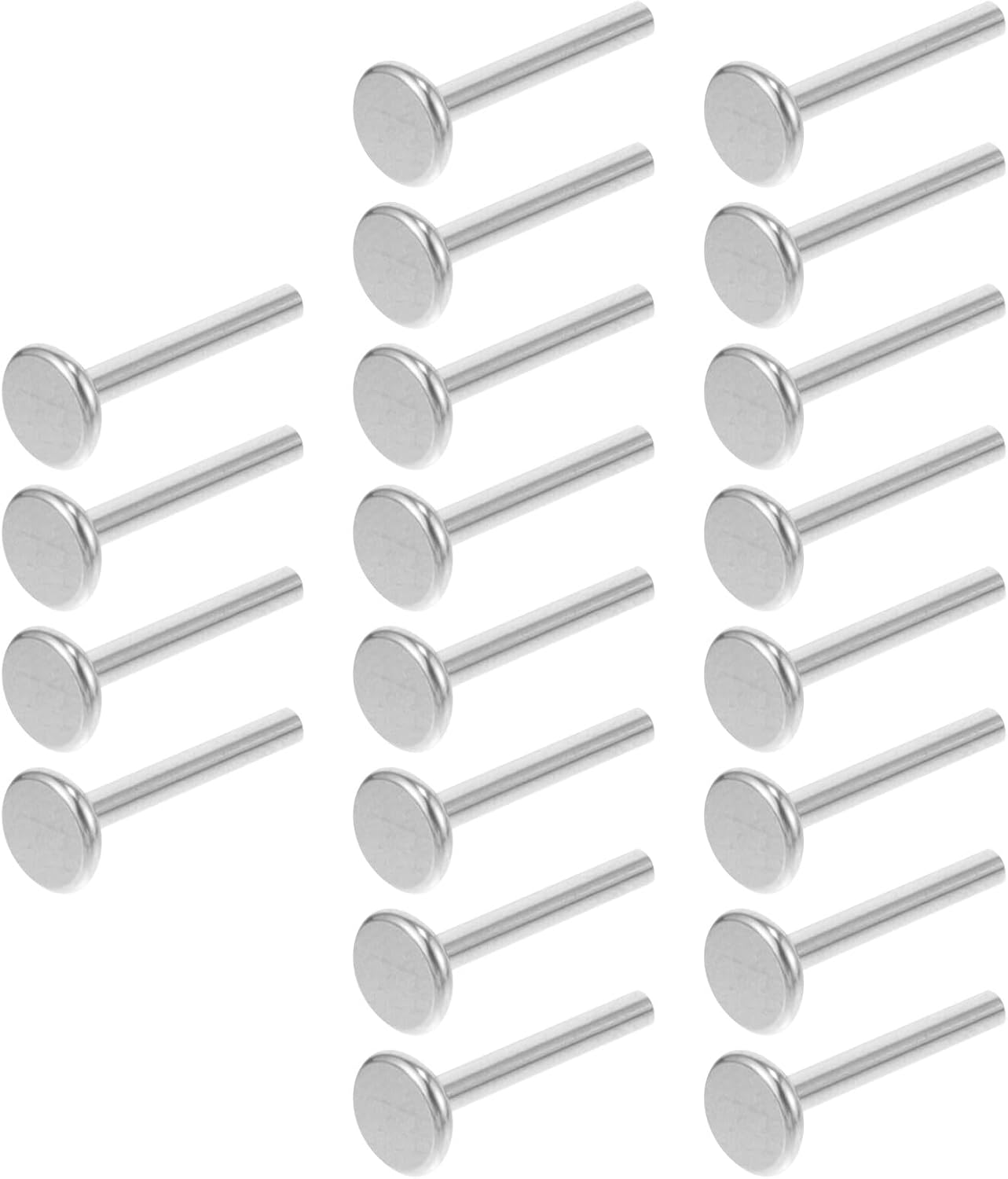 ARTIBETTER 20pcs Stainless Steel Lip Piercing Studs Set Body Jewelry for Women and Men Flat Back Labret Lip Bars Decoration and Piercing Accessories