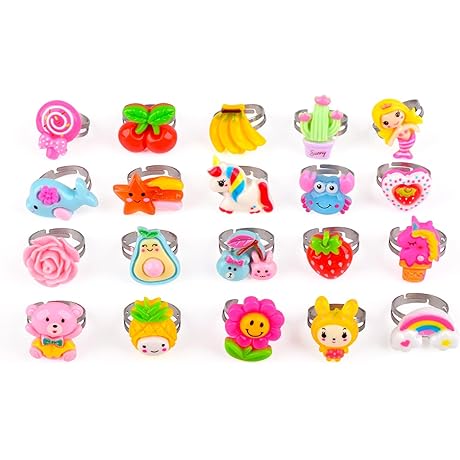Little Girls Colorful Adjustable Rings Set