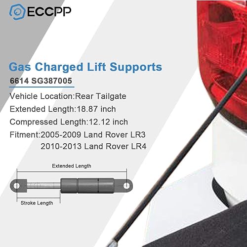Miniatura 2 de ECCPP Soporte de elevación para portón trasero de repuesto para Land Rover LR3 2005-2009, para Land Rover LR4 2010-2013, juego de 2