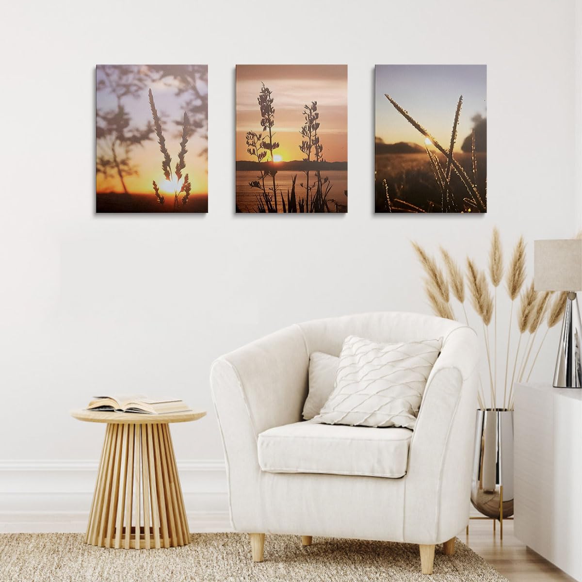 Framed Canvas Print Wall Art Set Lake Landscape Nature Abstract Illustrations Fine Art Decorative Nordic Rustic for Living Room Bedroom - Image 2