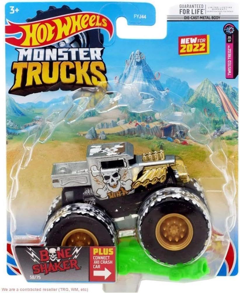 Hot Wheels Monster Trucks Bone Shaker, Connect and Crash 58/75 (Silver/Gold)