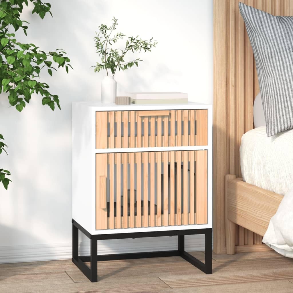 Table de chevet blanc en bois scandinave pour une chambre épurée et un salon moderne et ordonné