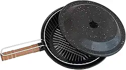 Nacional, 752603, Fritadeira Panela Esmaltada com Tampa e Cesto 2.7 Litros Frituras, cor Preto, Madeira