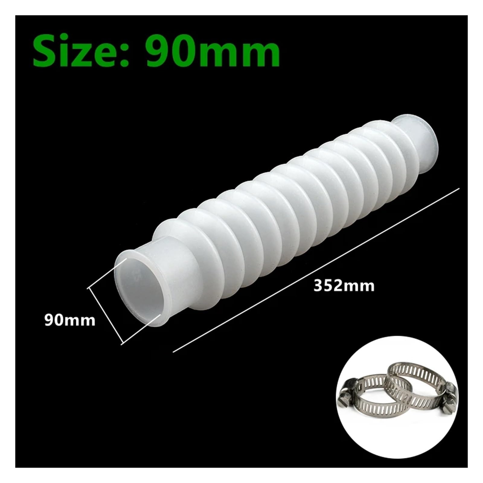 Tubo corrugado de silicona de 20 a 110 mm de diámetro interior, manguera de goma flexible de PVC for expansión y flexión, conexión roscada.(90mm)