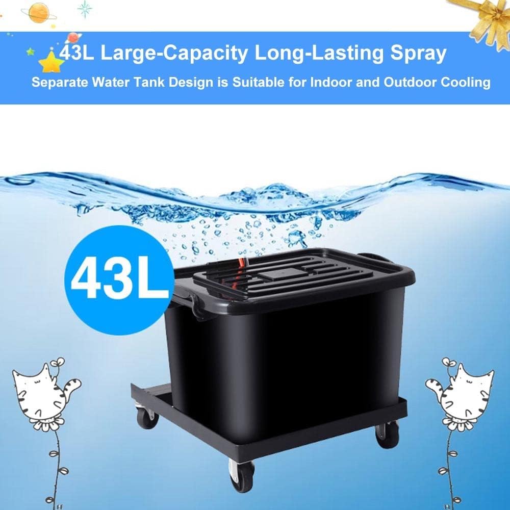 3-Speed Misting Fan, 90° Oscillation, 26in/29.5in Water Tank, 320W/380W Spray Function, Ideal for Industrial, Commercial, Jobsite, and Gym Use