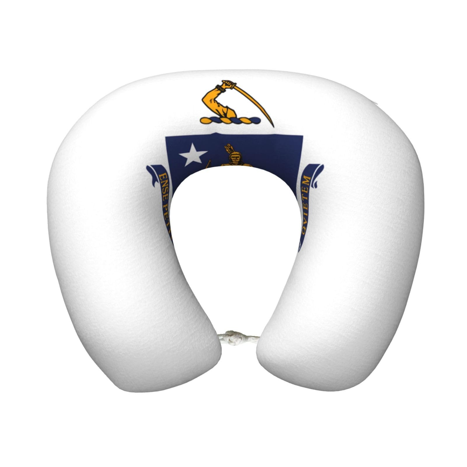 peiyeety Comfortable Massachusetts State Flag Print Memory Foam Travel Pillow - U-Shaped Neck Support for Trips, Office Naps, and More
