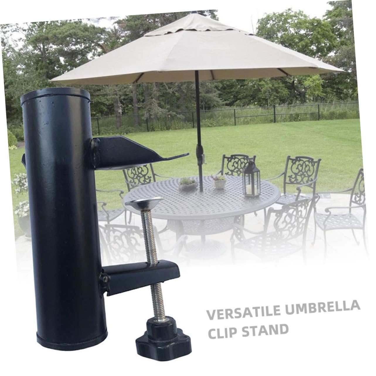 GALPADA 2 Pezzi Ombrellone da Esterno Supporto per Clip per Ombrello Clip per Ombrello Stabile Porta Clip per Ombrellone da Patio Staffa per Clip da Tavolo per Ombrellone Black Acciaio
