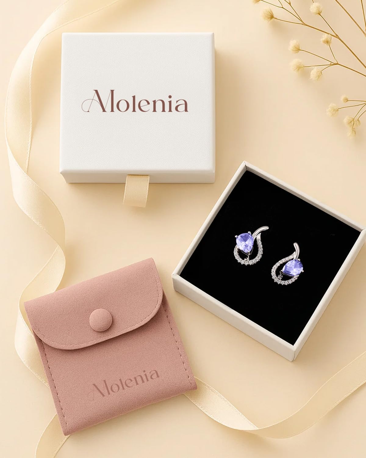 Teardrop Birthstone Dangle Earrings, 925 Sterling Silver Drop Earrings Latch Back Hypoallergenic Jewelry for Women, Anniversary Birthday Gifts for Her Wife Mom - Image 7