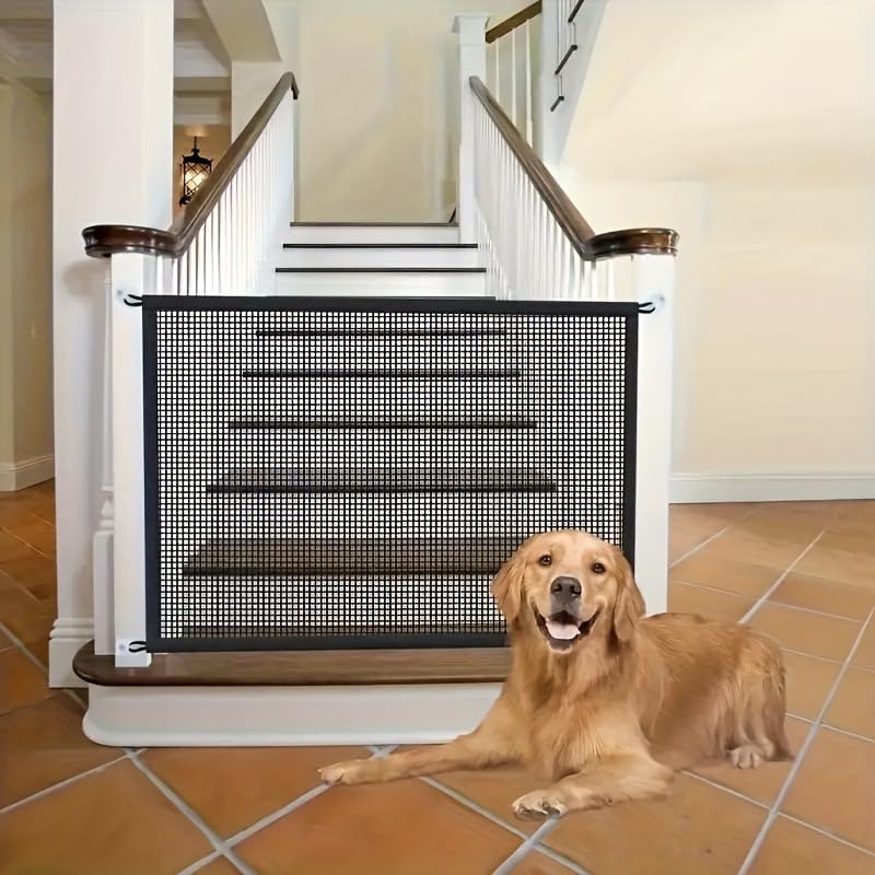 Door Safety Gate No Drilling 110 x 72 cm Stair Safety Gate Dog Barrier No Drilling Stair Safety Gate No Drilling Dog Safety Gate Cat Door Suitable for Pets, Babies (110-70)