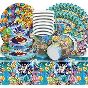 Doyomtoy Vajilla de Cumpleaños, 61 Piezas Decoración de Mesa de Cumpleaños Platos Cumpleaños Platos Servilletas Vasos para Baby Shower Boda Cumpleaños