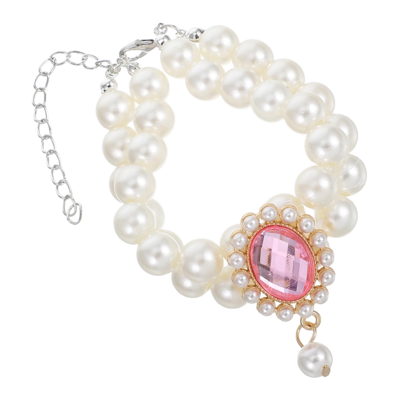 Abaodam Elegant Double-Layer Pearl Necklace for Small Dogs/Cats Adjustable Pet Collar Decorative Charms for Girls