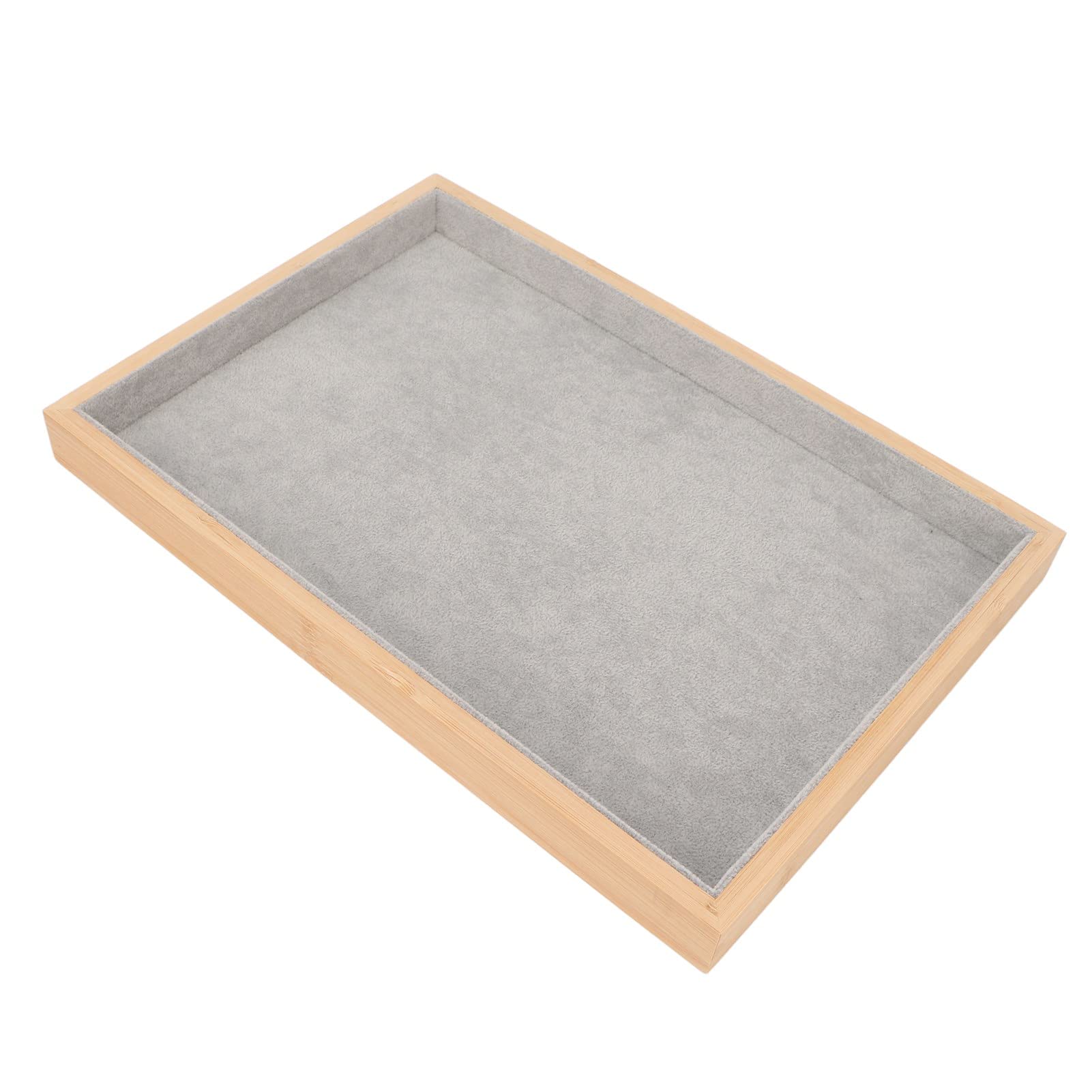 Bandeja De Joyería De Madera, Estuche De Almacenamiento Organizador De Exhibición De Terciopelo, Bandejas De Exhibición De Joyería Multiusos Para Pendientes Y Collares(Gris)