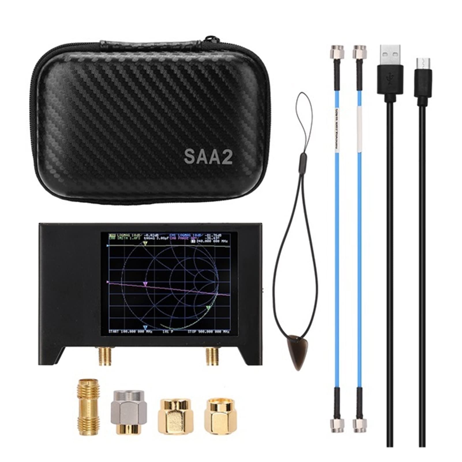 Spektrumanalysator, 4,3 Zoll IPS LCD Screen 3G Vektor -Netzwerkanalysator SAA-2N Nan OVNA-F V2 USB Antennenanalysator Shortwave HF VHF UHF S-A-A-2(2.8 Inch 1950mAh)