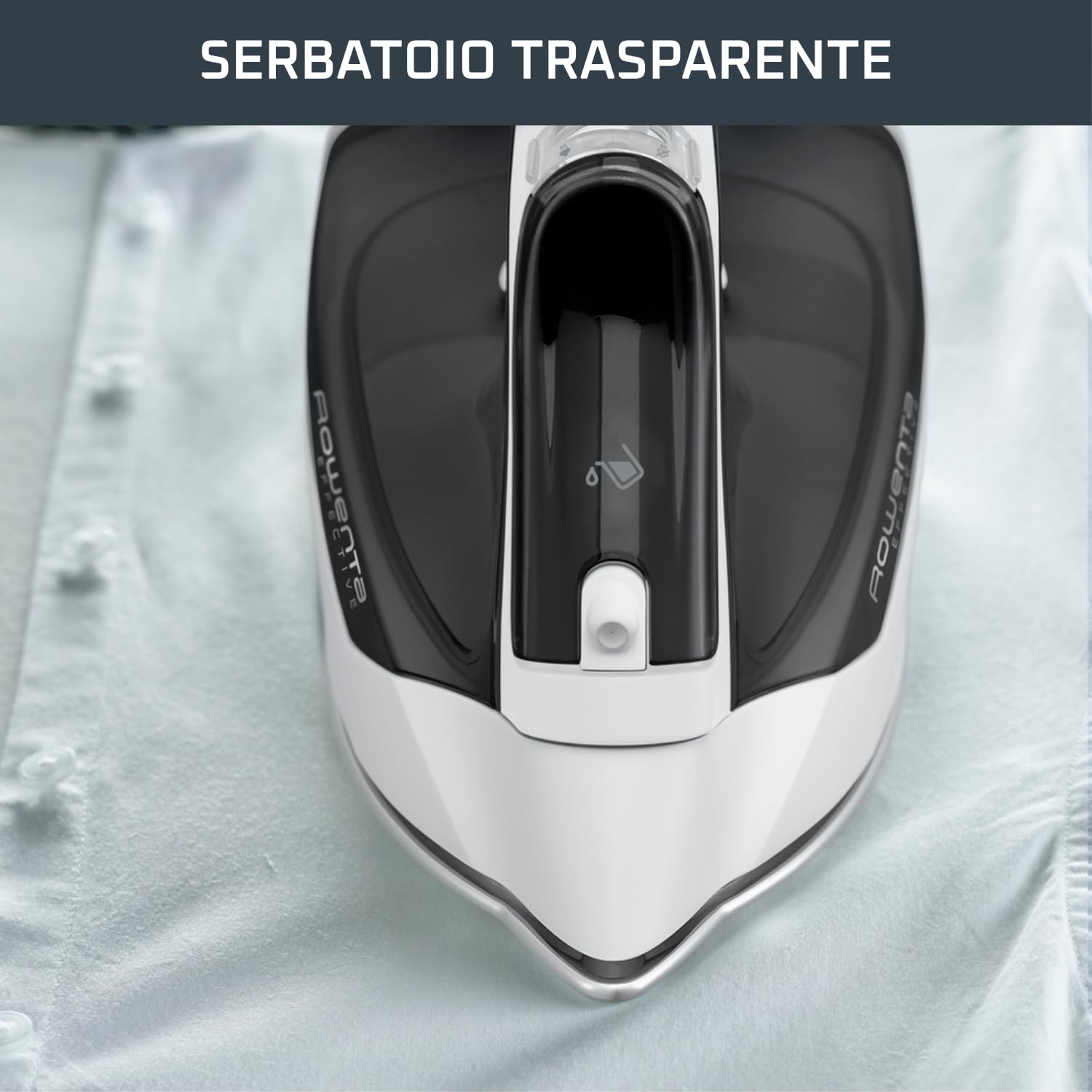 Ferro da stiro ROWENTA EFFECTIVE 2 Risultati ad alta efficienza Facile da usare Serbatoio dell'acqua trasparente 2000W 25 g/min Erogazione continua del vapore 90 g/min Colpo di vapore Piastra in ac