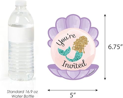 Miniatura 5 de Big Dot of Happiness Let's Be Mermaids - Invitaciones de relleno en forma de baby shower o fiesta de cumpleaños con sobres, juego de 12