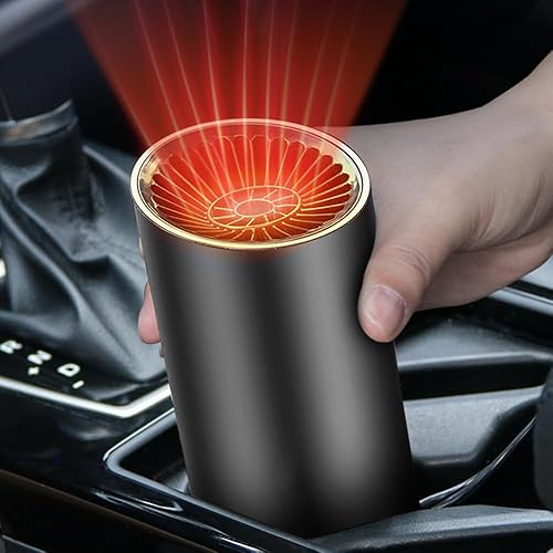 Desempañador portátil para parabrisas de 12 V, calentador de coche de 150 W, ventilador con termostato compacto y ligero en forma de taza,