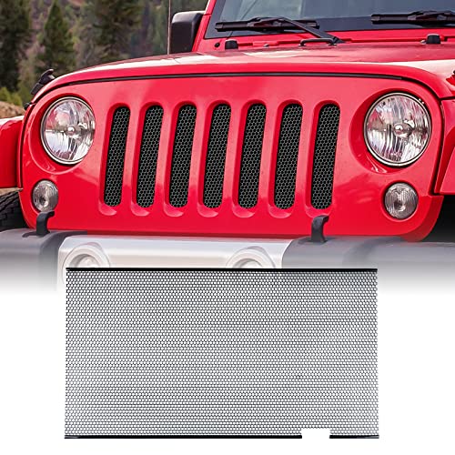 Image of AggAuto Grille Mesh for Jeep Wrangler JK JKU 2007-2018, Honeycomb Hole | Aluminum Metal Front Grille Insert Grid Fit for Wrangler Accessories Black