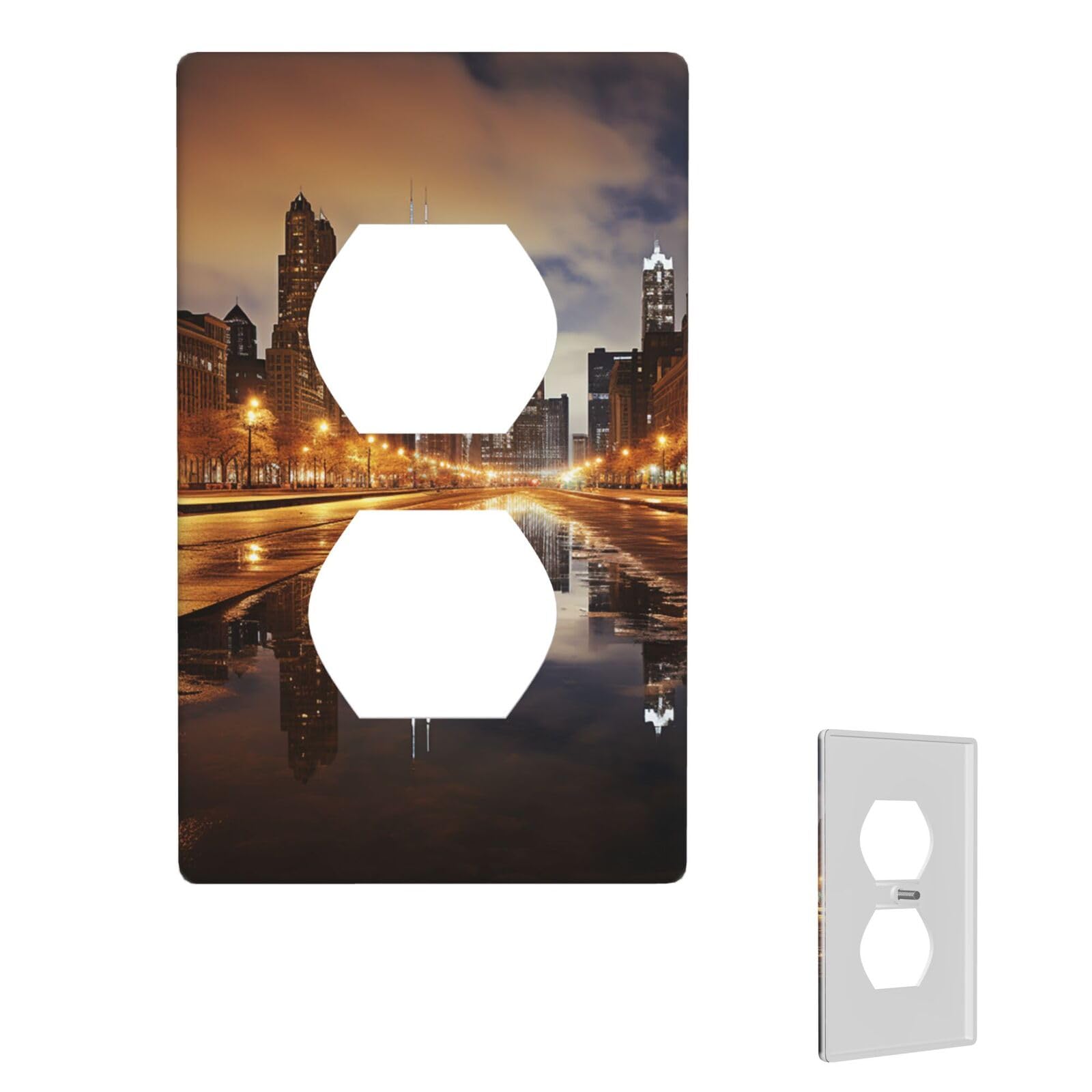 1-Gang Decorator Wall Plate Chicago Light Switch Cover Single Gang Receptacle Wall Plate Standard Size 4.5" x 2.76" Wallplate Unbreakable Polycarbonate Outlet Faceplates Cover