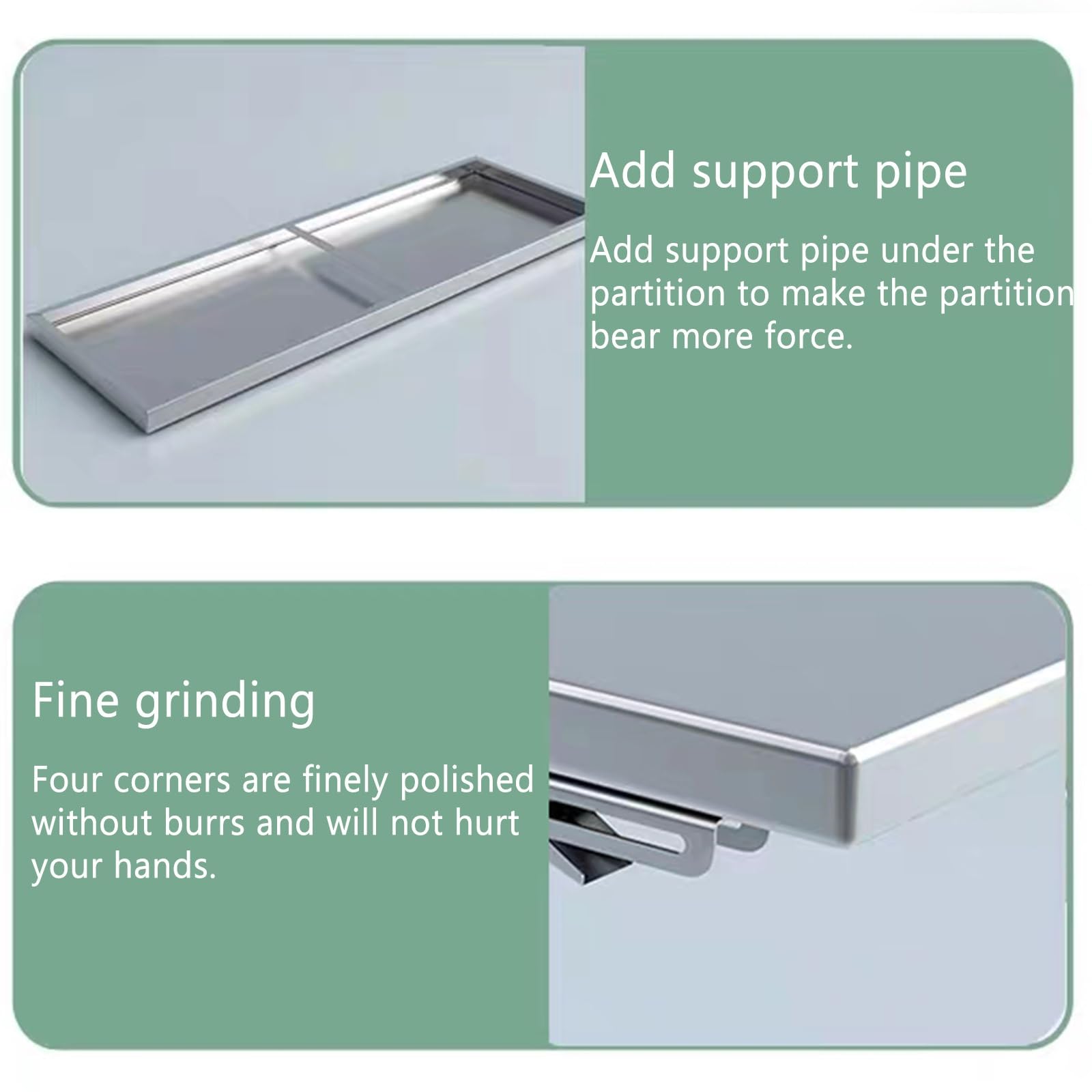 Mesa plegable de acero inoxidable, plegable, exterior - 90×40 cm, superficie de acero inoxidable cepillado 304