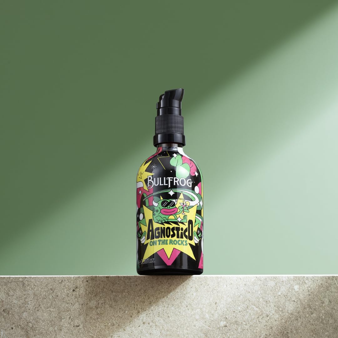 Bullfrog - Baume à Barbe Agnostique On The Rocks Multifonction Édition Limitée Artist 100ml - Nourrit et Hydrate la Barbe contre les Irritations - Notes d’Anis, de Cuir, de Tabac et de Bay Rum