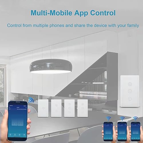 Miniatura 5 de Interruptor de luz inteligente, interruptor de luz WiFi de 2.4 GHz compatible con Alexa y Google Home, interruptor de luz de pared táctil