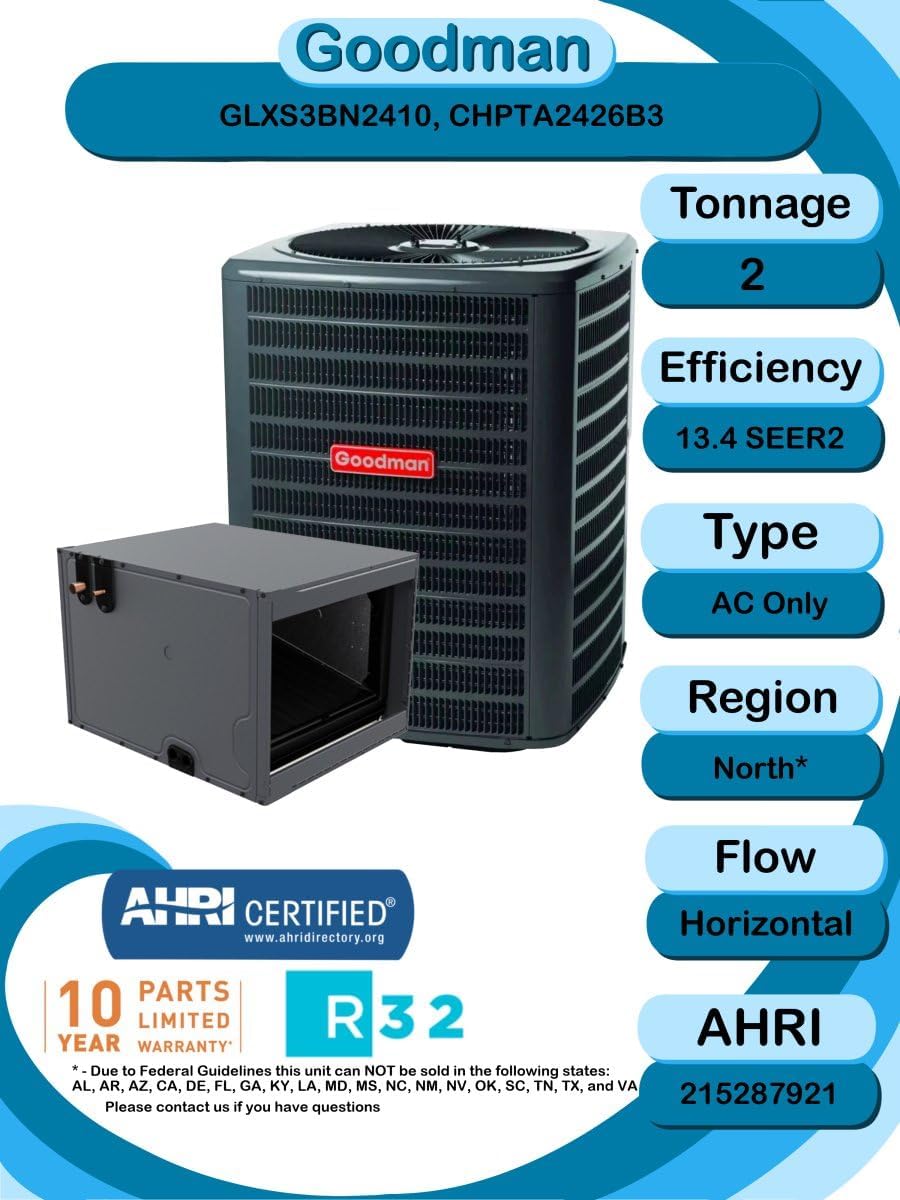 Amazon.com: Goodman 2 TON 13.4 SEER2 R-32 AC Only System
