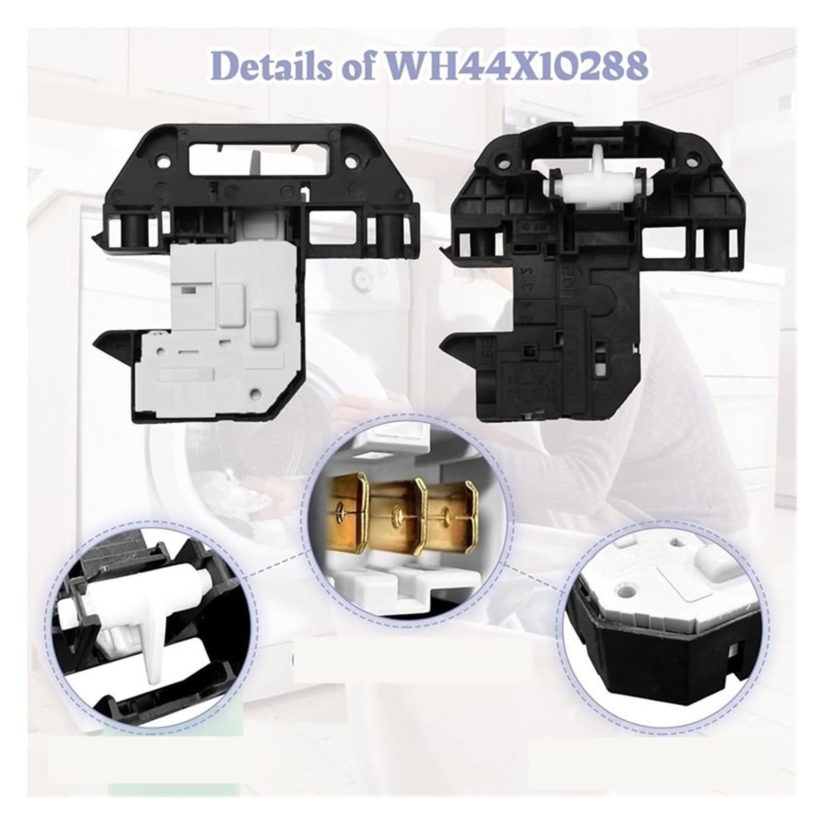 Reemplazo Del Interruptor De Bloqueo De La Tapa De La Puerta De La Lavadora, Compatible Con GE, Compatible Con Kenmore, WH44X10288 PS3496878 EA3496878 AH3496878 Piezas De Lavadora