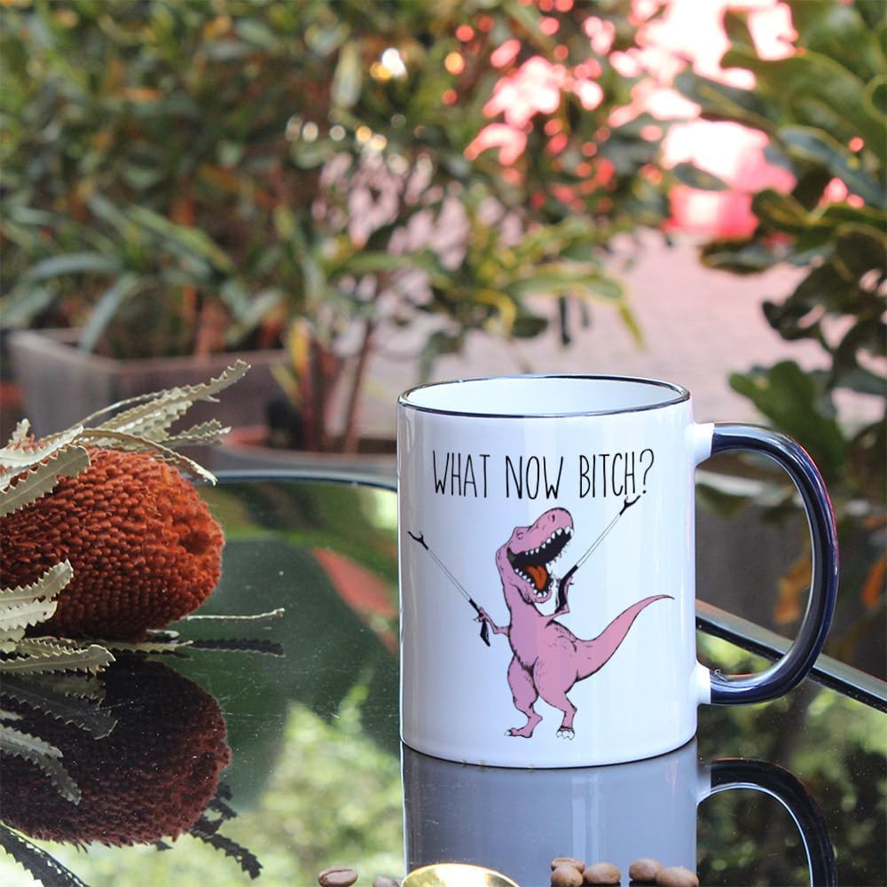 What Now B** Novelty T-rex Dinosaur Mug Birthday Gift for Besties Best Friends, Friendship Mug Gift for Sister, Long Distance Friendship Gifts for Friends, Fun Gag Adult Mug Gifts for Women - Image 2