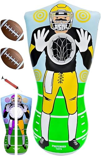 Juego inflable de fútbol de 65 pulgadas, juego de lanzamiento de red de doble cara con mini bolas, juguete deportivo para fiestas en el patio