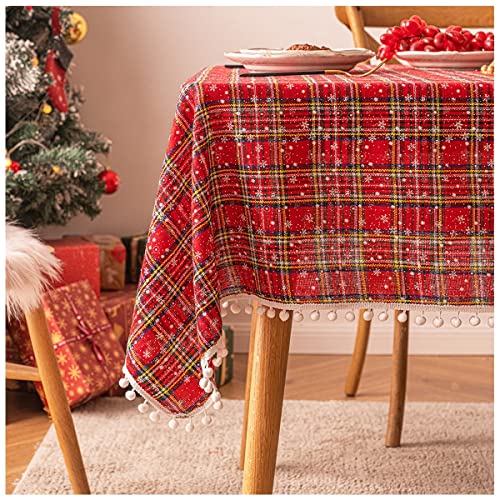 Nappe de Noël rectangulaire en polyester 140x200cm décoration festive de table