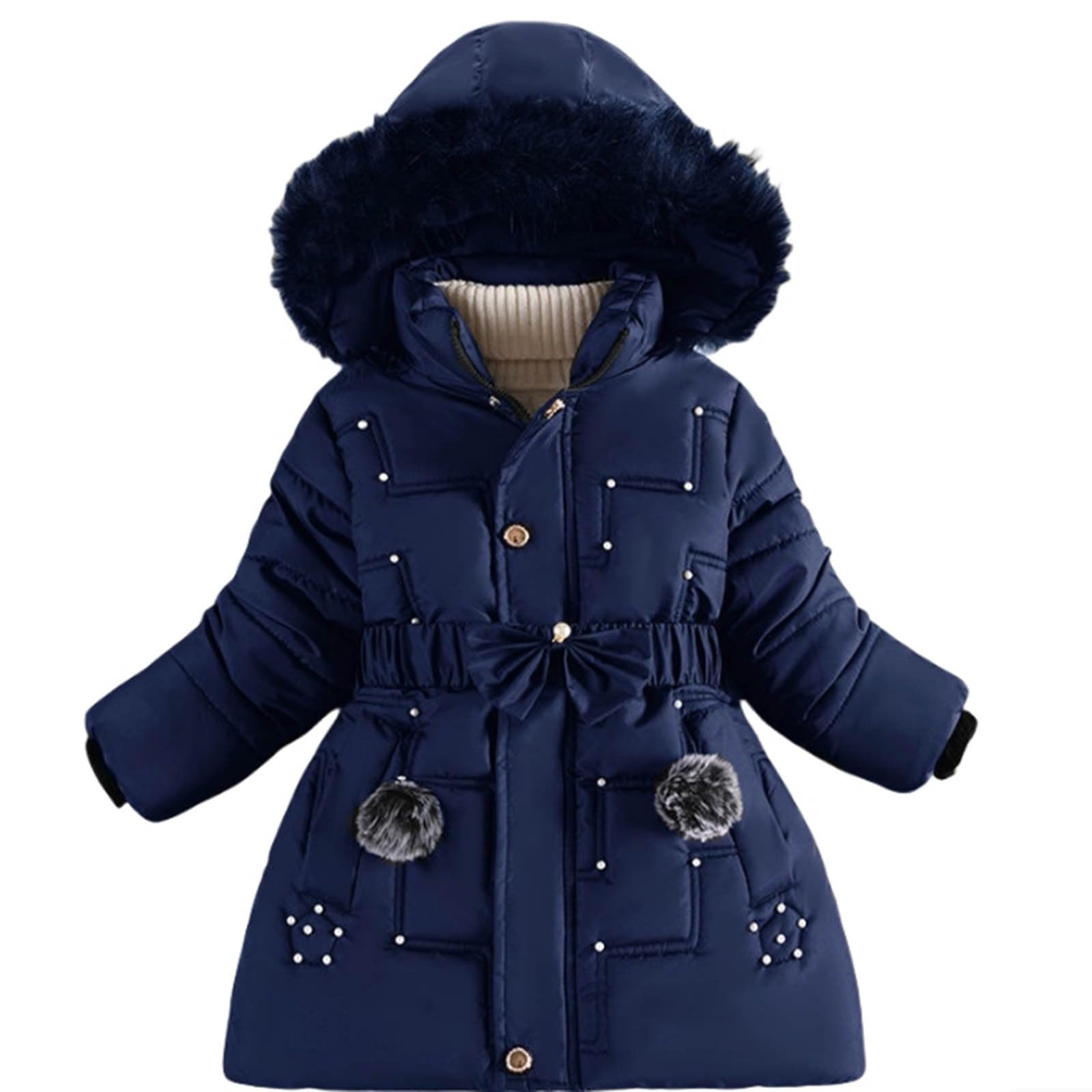 Abrigo cálido de invierno para niñas con capucha sintética con forro polar para clima frío