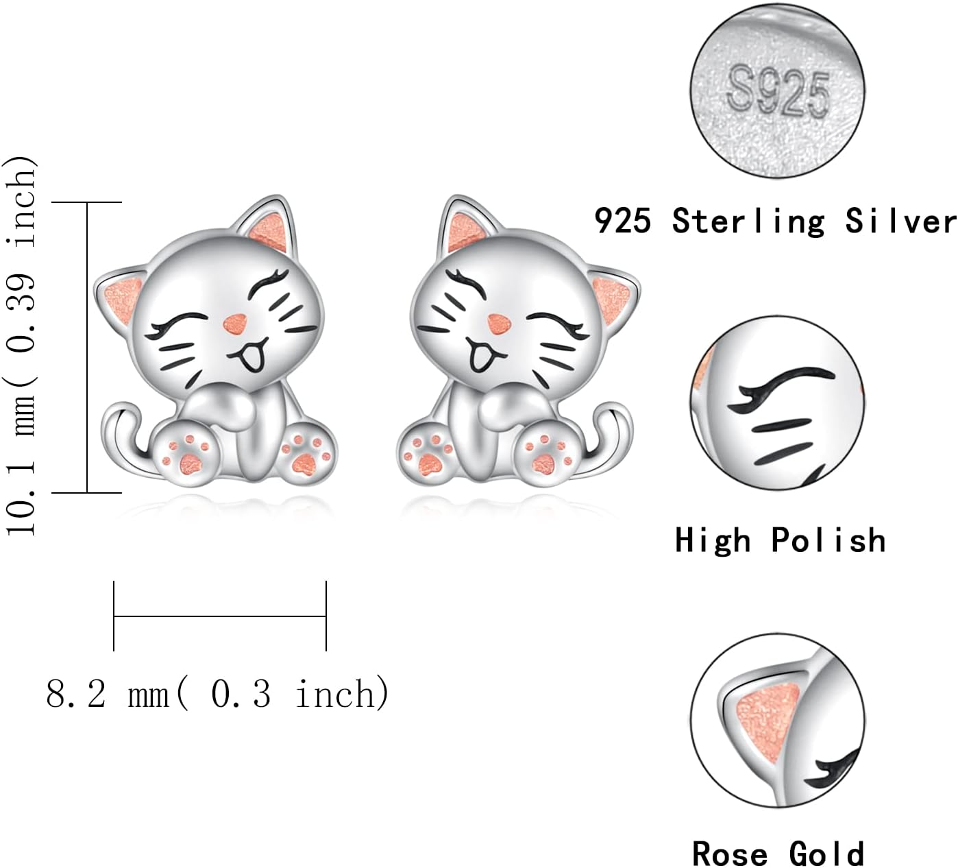 Sterling Silver Animal Stud Earrings: S925 Hypoallergenic Cute Koala Bear Cat Bunny Earrings for Women Koala Animal Stud Earrings Jewelry Gifts - Image 7